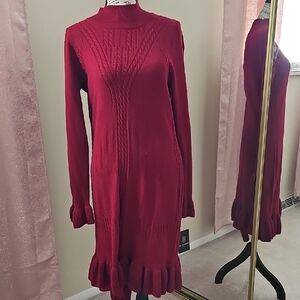 I.N. Studio Rich Red Long Sleeve Dress